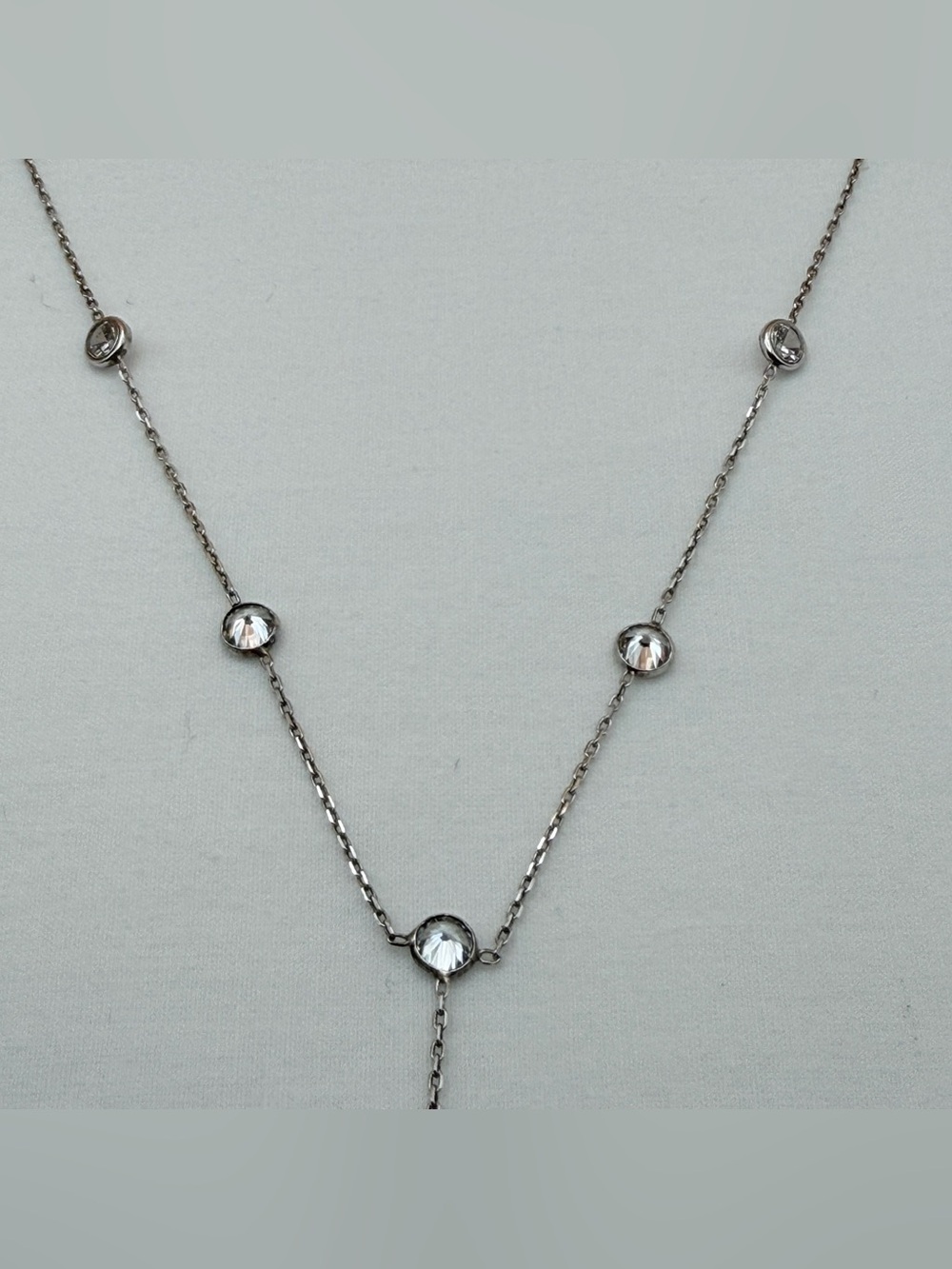 Ulu Sterling Silver Starburst 15” Lariat Necklace Rock Crystal 90s Bling - Picture 6 of 12